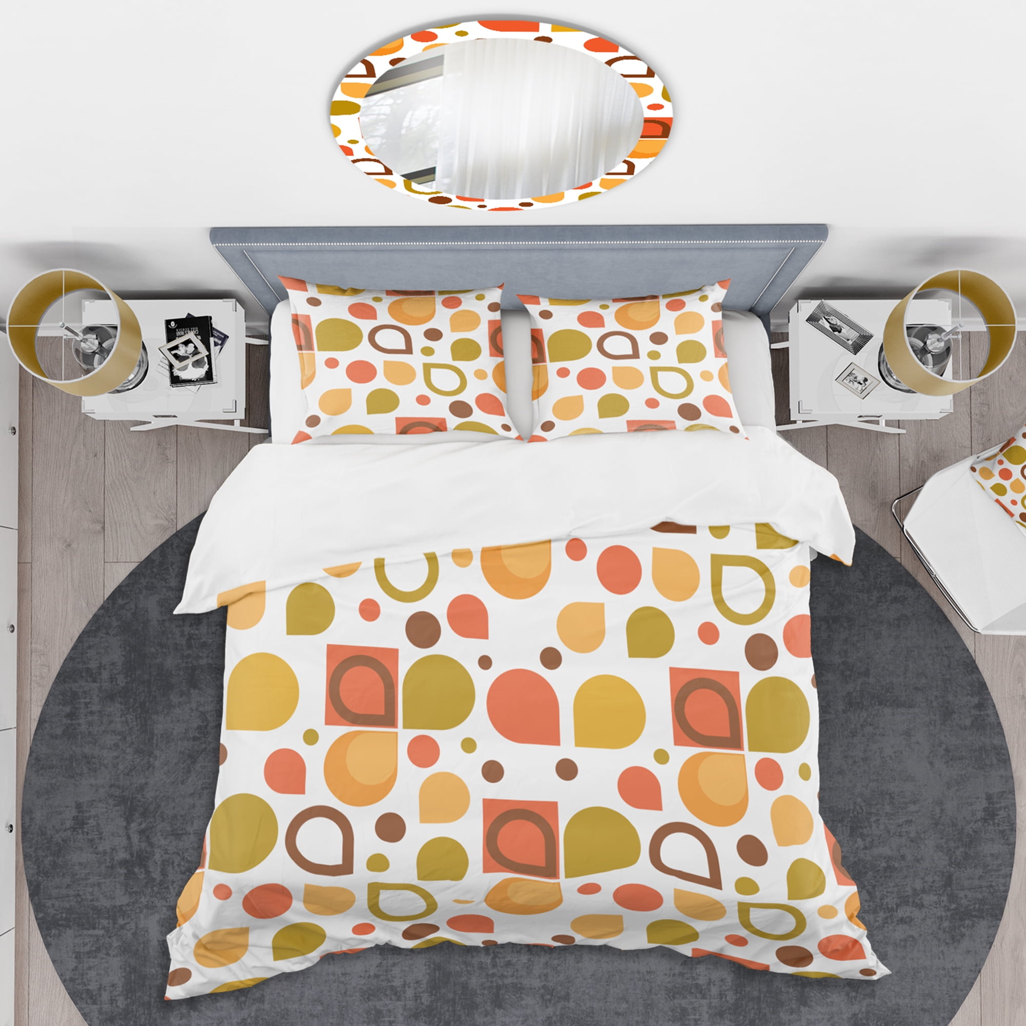 Designart 'Abstract Retro Geometric I' Mid-Century Modern Duvet Cover Set