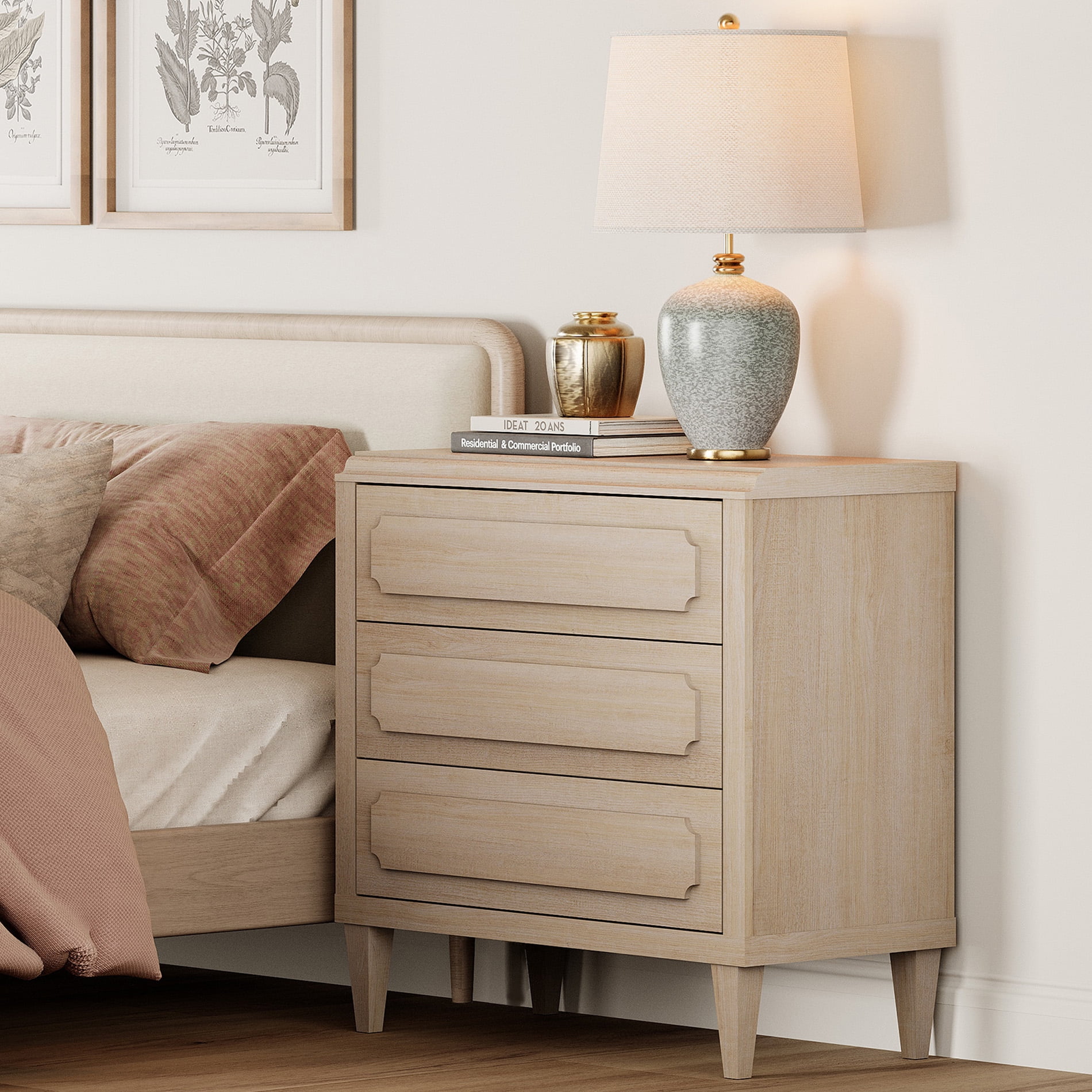 31.5" Tall Nightstand with 3 Drawers, Modern End Table with Storage for Living Room, Bedroom