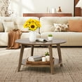 thumbnail image 6 of FDW Round Coffee Table with Storage and Sturdy MDF Top & Tapered Legs,Brown, 6 of 7