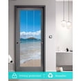 thumbnail image 5 of Window Privacy Film Beach Stained Glass Window Film Decorative Sun Block Window Cover Summer Ocean Blue Sky Sand Waves Modern Style Window Clings Static Adhesive Sticker for Bathroom 23.6"x59", 5 of 6