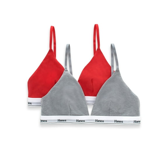 Hanes Originals Women's Stretch Triangle Bra, 2-Pack