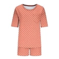 thumbnail image 7 of Busydd Pajamas for Women Set Fashion Polka Dot Two Piece Loungewear Set Round Neck Short Sleeve Tee Top and Shorts Women's Sleepwear L, 7 of 7