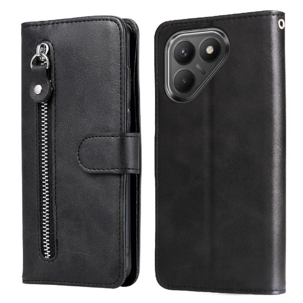Estuche de Cuero PU con Cierre para Tecno Pova 7 , Funda Protectora con Billetera y Correa