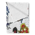 thumbnail image 2 of Dragon Soft Flannel Fleece Throw Blanket, Japanese Manga Dragon with a Man with Kimono Geisha Tribal Characters, Cozy Plush for Indoor and Outdoor Use, 60" x 80", Green Blue, by Ambesonne, 2 of 5