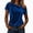 Blue, variant on Womens Velvet Short Sleeve Tops,Trendy One-Shoulder Strap Solid Color Pullover Top for Party Gathering Daily Casual Wear Black M