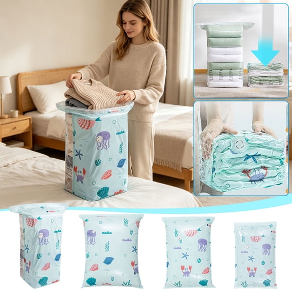 No Pump Vacuum Storage Bags Thick Material & Airtight Seal & Space Saving for Clothes Blankets Pillows Bedding Sealer Clothing Storage by MPOISVA
