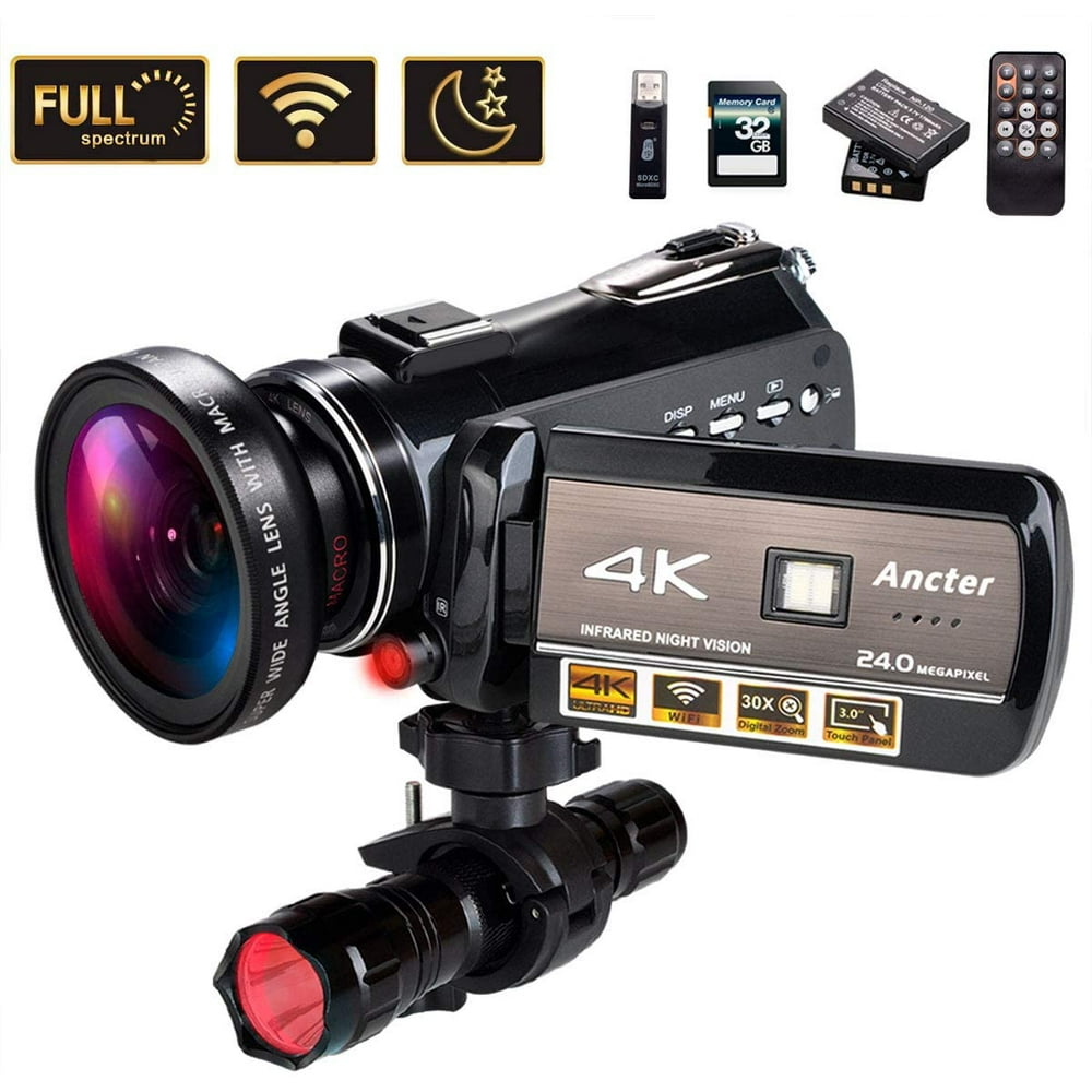 4K Wifi Full Spectrum Camcorders, Ultra HD Infrared Night Vision