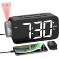 thumbnail image 1 of YISSVIC - Reloj despertador con proyección, radio FM, pantalla LED de 6,5", función de repetición fácil, brillo ajustable 3 veces, proyector giratorio de 180° con adaptador, 1 of 7