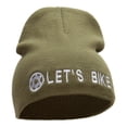 thumbnail image 4 of Let's Bike Embroidered Acrylic Short Beanie - Olive OSFM, 4 of 5