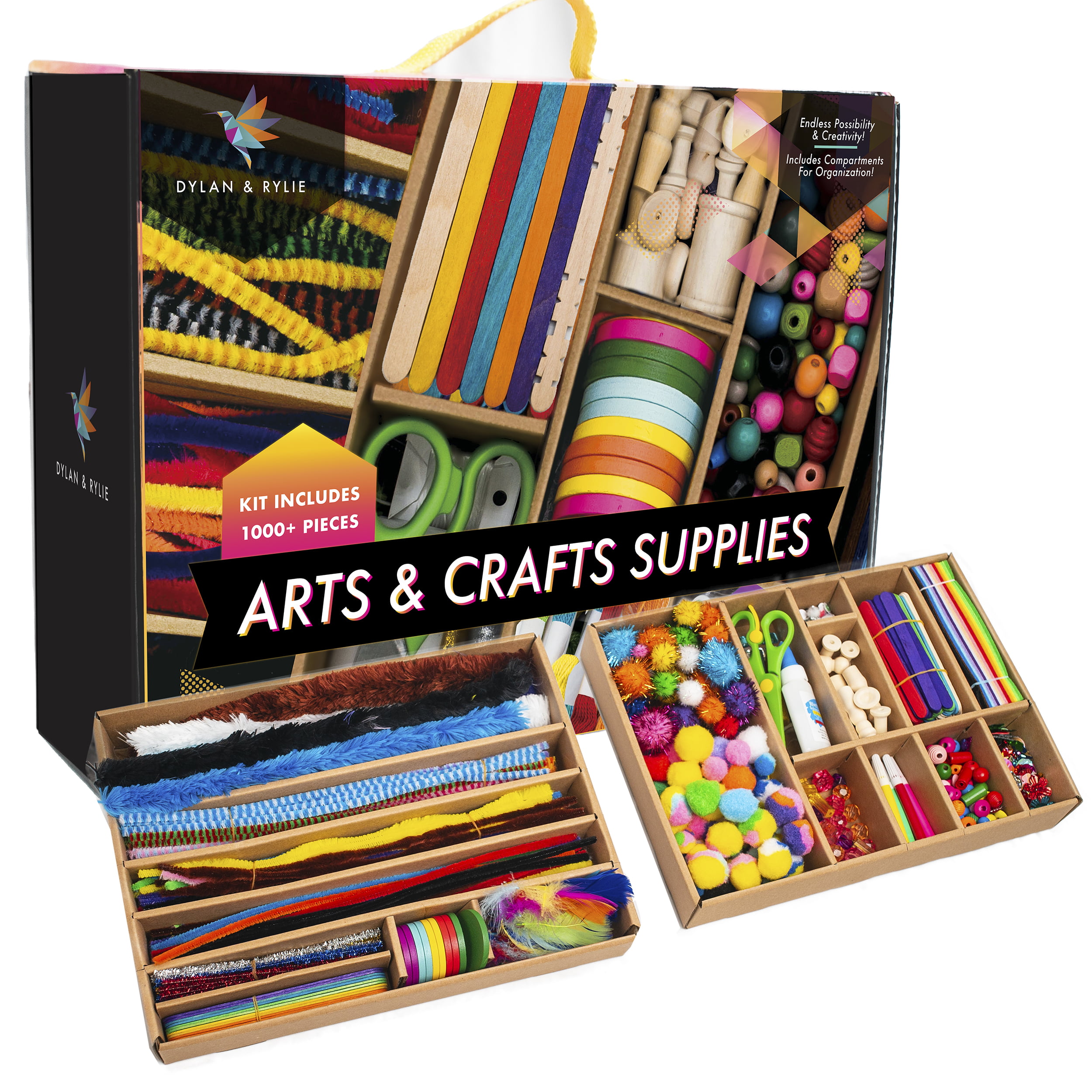 Dan&Darci Arts & Crafts Supplies Kit for Kids and Toddlers - with Storage Bin - Kid & Toddler Art & Craft Set Ages 3, 4, 5, 6, 7 & 8 Years
