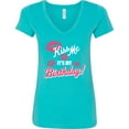 thumbnail image 3 of Inktastic Kiss Me Its My Birthday Women's V-Neck T-Shirt, 3 of 5