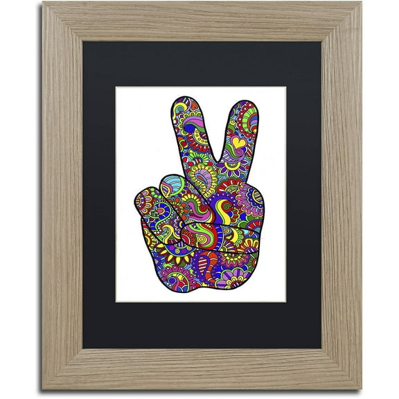 Trademark Fine Art "Psychedelic Mehndi Peace Sign" Canvas Art by Kathy G. Ahrens, Black Matte, Birch Frame