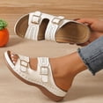 thumbnail image 4 of Hurxie Womens Wedge Sandals Leather, Comfortable Slip On Slides Dressy, Orthopedic Sandals for Women, Open Toe Casua Arch Support Platform ladies Sandal White 6.5, 4 of 8