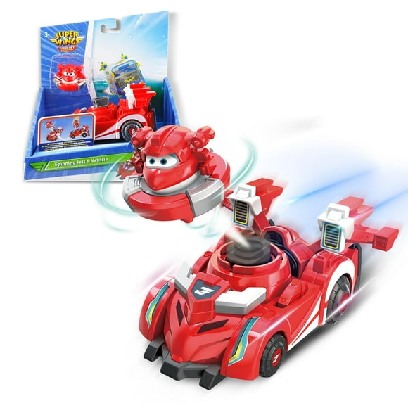 Super Wings Race Car Toys 5 In Jett Spinning Tops And Race Car Toys For Kids 2-In-1 Mode Vehicle Toys Cars For 3 4 5 6 7 8 Year Old Boys