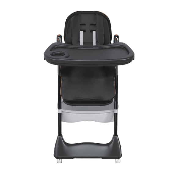 Adjustable Baby High Chair 0-6 Years, Portable Infant Feeding Seat with Safety Belt, Silent Lockable Wheels & Easy-clean Design for Home, Dining, Living Room, Bedroom (Black)
