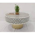 thumbnail image 3 of Handmade Bone Inlay Coffee Table: Targua Pattern Round Table, 3 of 4