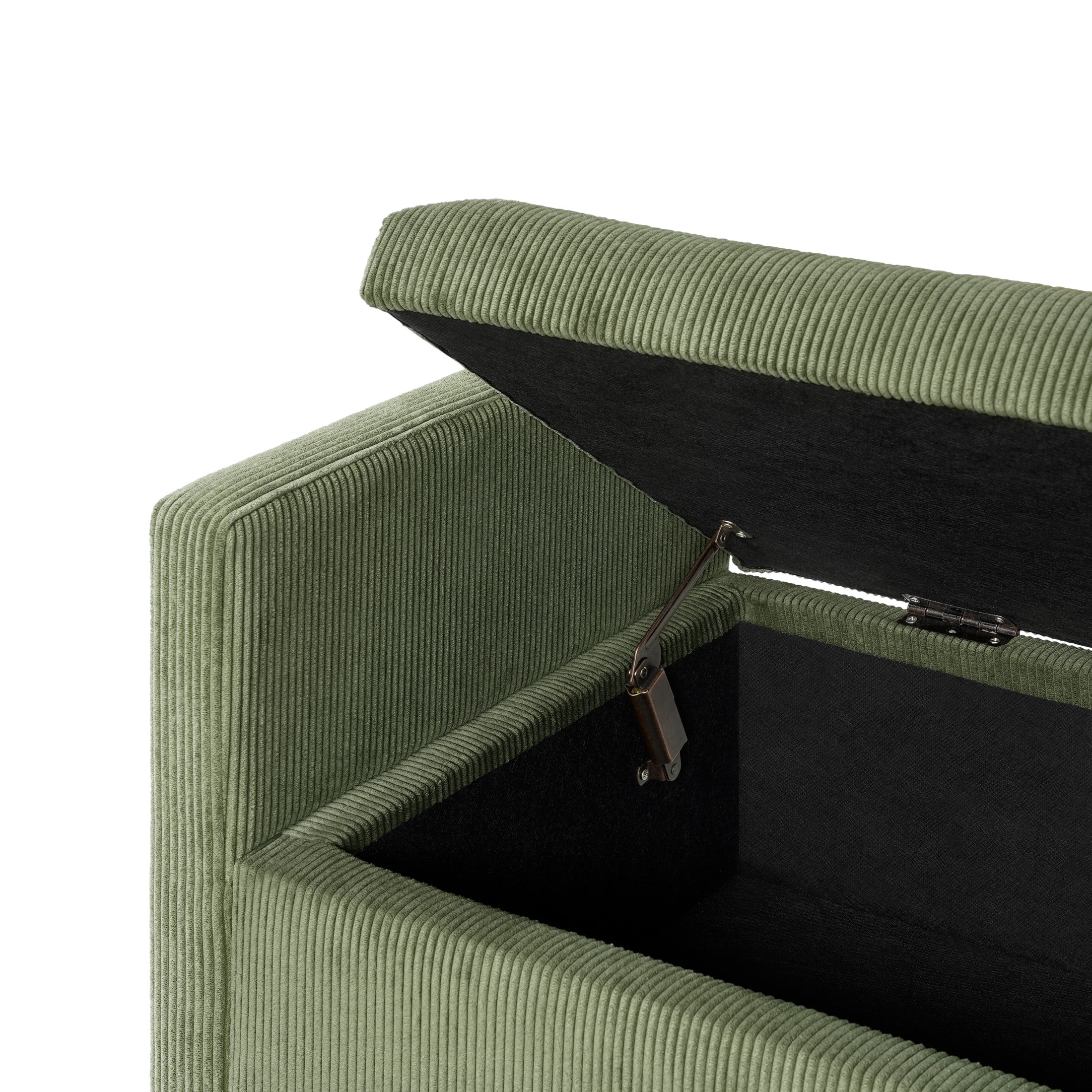 Christopher Knight Home Corduroy Storage Ottoman Bench with Wooden Legs and Pillows, Olive Green