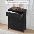 thumbnail image 6 of Weselon 5 Drawer Fluted Dresser for Bedroom, Modern Closet Chest of Drawers with Waveform Panel, Wood Storage Dresser Organizer, Black, 6 of 9