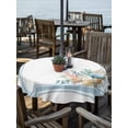thumbnail image 2 of Outdoor Tablecloths with Umbrella Hole & Zipper, Blue Coastal Round Tablecloth 54 Inch, Nautical Starfish Eucalyptus Leaf Coral Striped Waterproof Table Cloth, Patio/Pool/Picnic Table Covers, 2 of 8