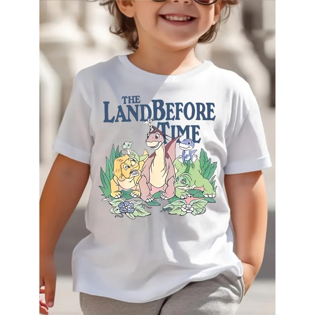 The Land Before Time Boys' Dinosaur T-Shirt - Soft Polyester, Crew Neck, Short Sleeve, Lightweight & Comfortable for Summer Play, Dinosaur Clothes, SCKMEU