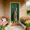 thumbnail image 6 of AZXY Easter Bunny Door Cover 71x35 Inch, Bunny with Gold Bow and Golden Eggs Door Banner Backdrop, Spring Front Door Decorations for Outdoor Porch Farmhouse Easter Party Wall Home Decor, 6 of 7