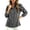 Gray, variant on Women's Ruffle Trim High Collar Denim Jacket Lightweight Button Down Puff Long Sleeve Tops Dressy Casual Solid Color Trucker Coat S