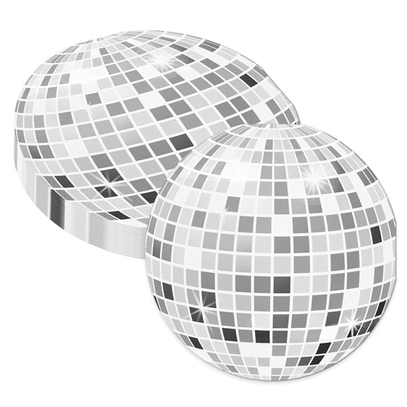 Disco Ball Party Napkins - 40 Pack Foldable Decorative Napkins | 16cm Mini Sphere & 32cm Shiny Placemat for Retro, New Year, Birthday Parties