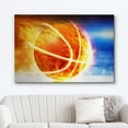 thumbnail image 2 of wall26 Canvas Print Wall Art Speeding Fiery Basketball on The Court Sports Athletes Digital Art Realism Modern Scenic Dramatic Fun Ultra for Living Room, Bedroom, Office - 24"x36", 2 of 5