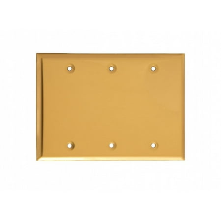 Bright Brass Accessories - Switchplate Bright Solid Brass Triple Blank