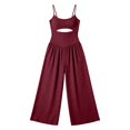 thumbnail image 5 of Solid Camisole Hollow Out Tie Front Wide Leg Jumpsuit Piece, 5 of 6