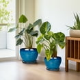 thumbnail image 3 of Stillaflora 3 Set Large Blue Ceramic Plant Pots with Drainage for Plant Lovers, 3 of 13