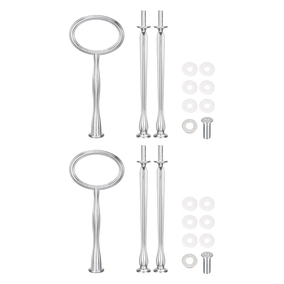 Uxcell 2 Set 3-Tier Cupcake Stand Hardware Fittings for Cake Stand Oval Silver
