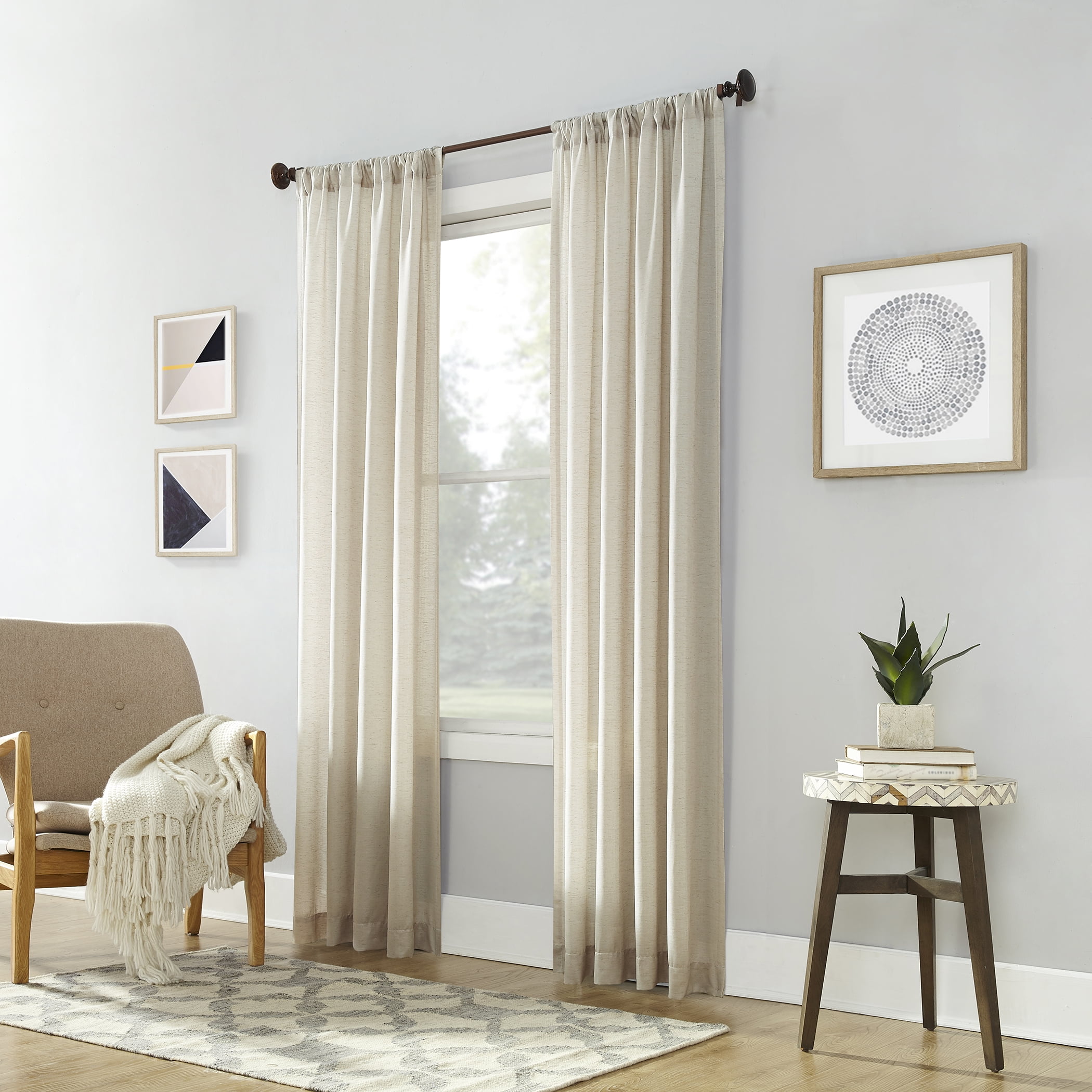 No. 918 Daniela 1-Piece Linen Blend Semi-Sheer Rod Pocket Curtain Panel, 54"x95", Ivory