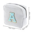 thumbnail image 2 of Unique Bargains 1 Pc Letter A Pattern Makeup Bag for Travel White Corduroy, 2 of 6