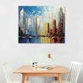 thumbnail image 2 of COMIO Painted Cityscape Modern Oil Painting on Canvas Reflection Abstract Wall Art Decor (16 x 12 inch), 2 of 4