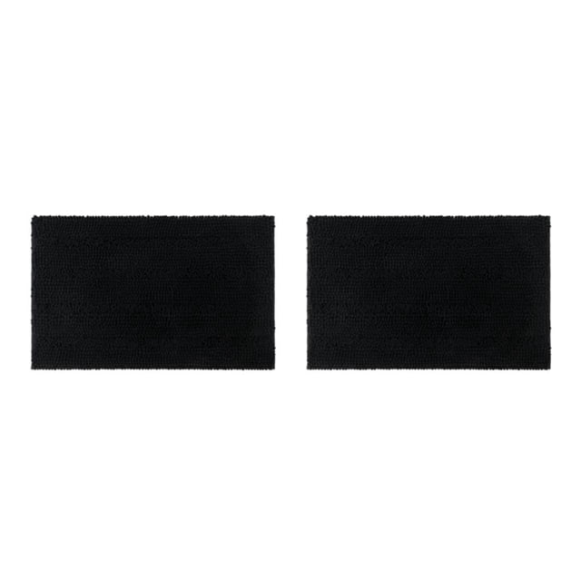Bewildely Alfombra de chenilla que no se desprende Textura Buena sensación de pisada No daña el piso Poliéster Absorbente Negro Negro 2piezas