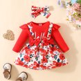 thumbnail image 5 of Girls Outfits Long Sleeve Letter Print Romper Floral Skirt Headband Clothes Set, 5 of 8
