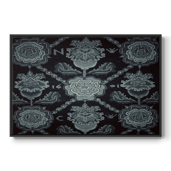 Vintage Abstract Print-LIV Framed in Black Wood Gallery Wrapped Canvas 17 in. x 25 in.