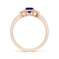 thumbnail image 2 of ANGARA Natural Oval Tanzanite Split Shank Ring with Trio Diamonds in 14K Rose Gold for Women (Size-7x5mm) | December Birthstone, Birthday, Anniversary, Jewelry Gift for Women | Natural Tanzanite Ring, 2 of 9
