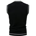 thumbnail image 4 of Domuza Sweater Vest for Men Casual Vintage Sleeveless V Neck Regular Fit Knitted Sweaters Fall Winter Thermal Trendy Comfy Soft Pullover Tops Black M, 4 of 5