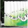 thumbnail image 3 of Ambesonne Music Shower Curtain, Piano Keys Green Curvy, 69"Wx84"L, Lime Green Black White, 3 of 4