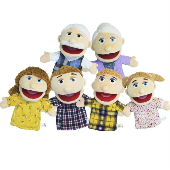 JUNWELL et Marionnettes pour Enfants 12 Pouces Marionnettes à Main Familiales Ouverture de Bouche Jeu de Rôle Conte d'Histoires Jouets d'Enseignement Préscolaire