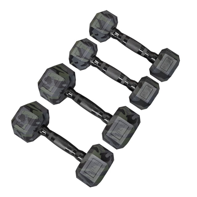 Set Mancuernas Hexagonales Tayga Par 5lb, 10lb, Pvc y acero color Camuflaje