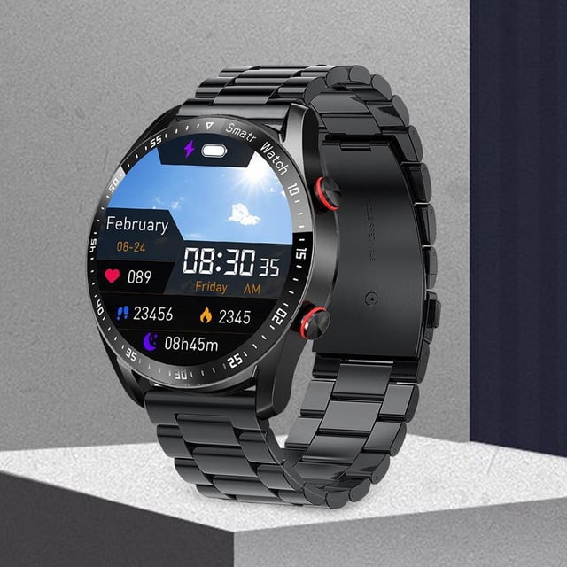 Reloj inteligente CUTICAT Reloj deportivo Ecg + ppg Hombre Mujer Pantalla completa Control de música táctil de ejercicios Podómetro acero negro