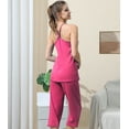thumbnail image 3 of Doublju Women's Sleeveless Racerback Capri Pajama 2 Pcs Set (Plus Size Available), 3 of 5
