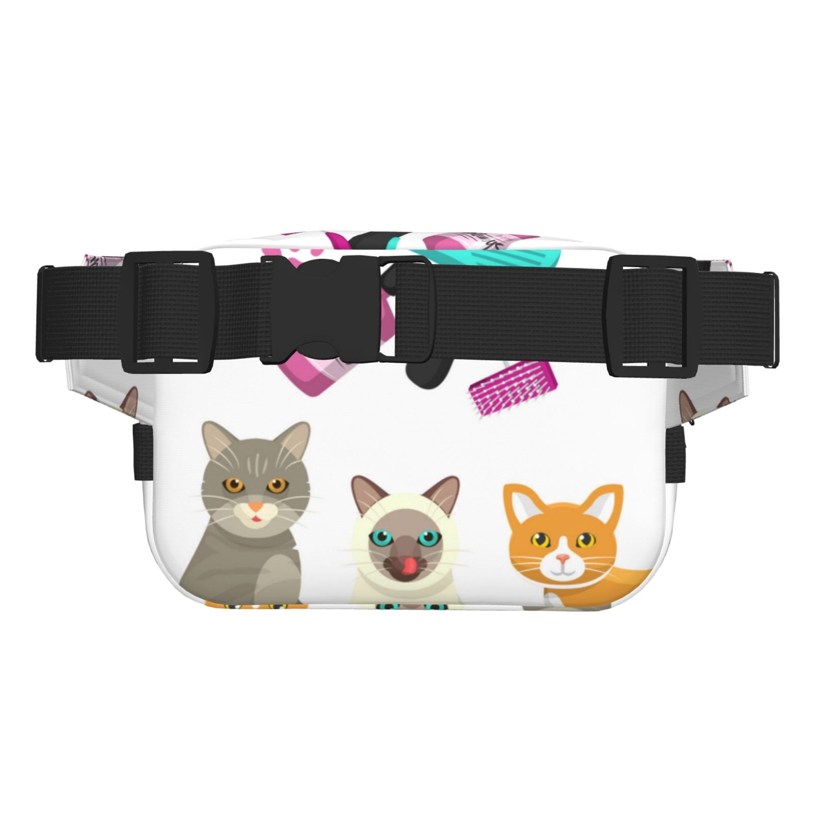 Picia Pet Care Grooming Print Square Double-Layer Waist Bag Mini Adjustable Waist Belt Bag Exercise Running Travel Hiking