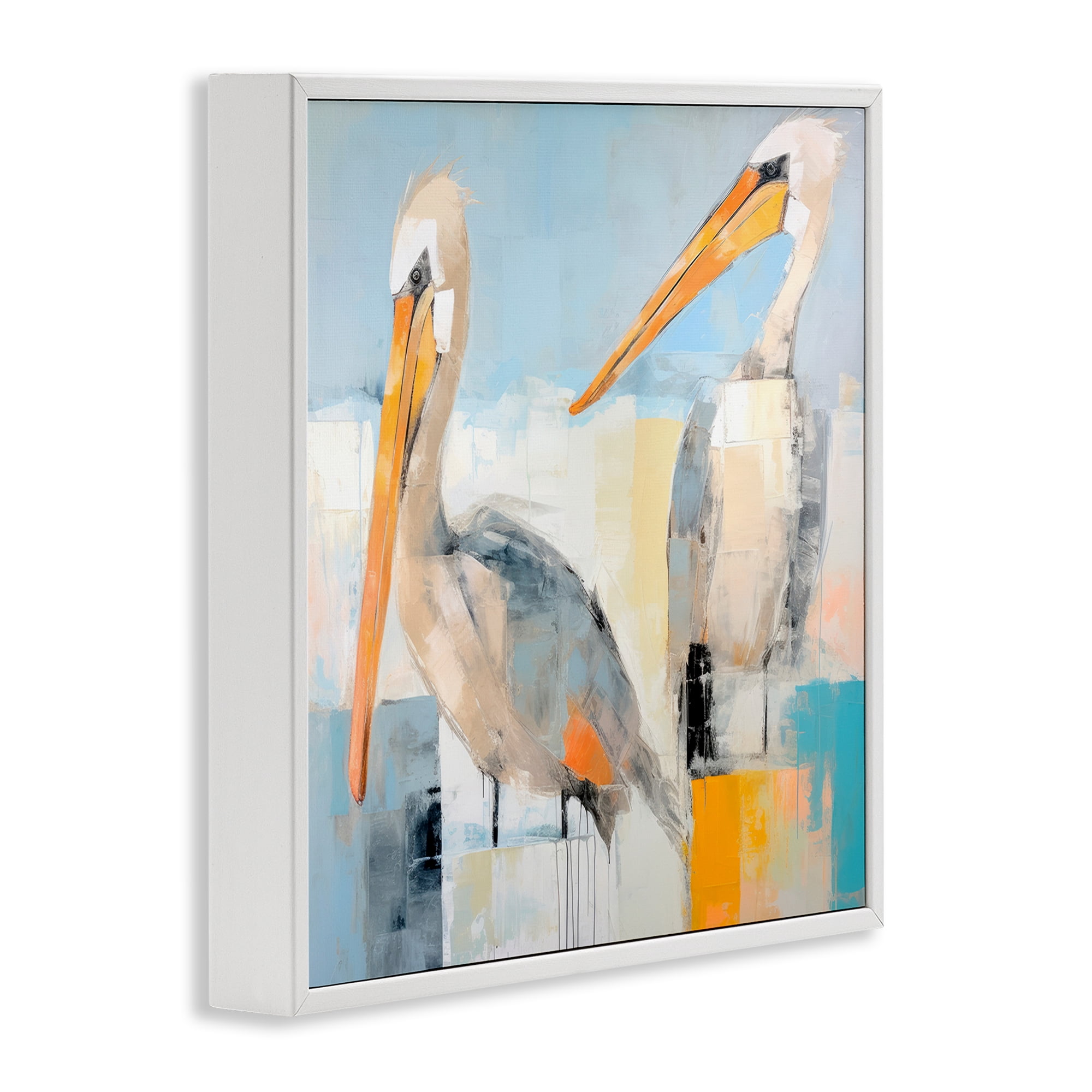 Stupell Industries Pelicans Abstract Pattern Animals & Insects Painting White Framed Art Print Wall Art, 17 x 17