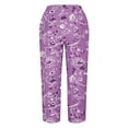 thumbnail image 4 of VERUGU Capri Pants for Women Summer Comfortable Fashionable Printed Loose Casual Cropped Pants with Pockets Purple XXL, 4 of 5