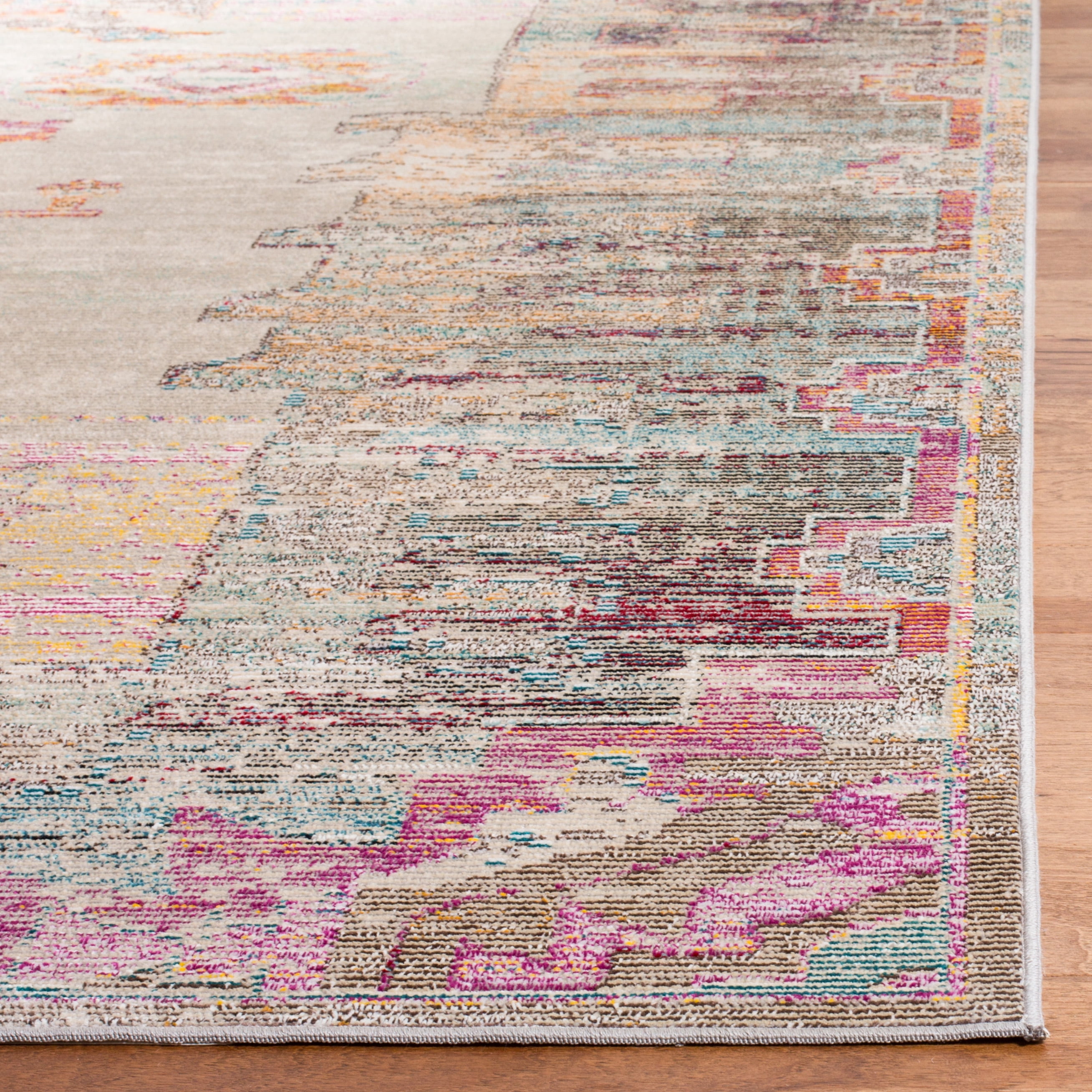 SAFAVIEH Crystal Qiana Oriental Runner Rug, Light Gray/Purple, 2'2" x 7'