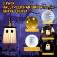thumbnail image 3 of Qoosea Halloween Ghost Decorations LED Hanging Glowing Witch Hat Ghosts, 3 Light Modes, Halloween Decor Indoor Outdoor Yard Patio Tree (Purple Green Orange 3 Sets), 3 of 11